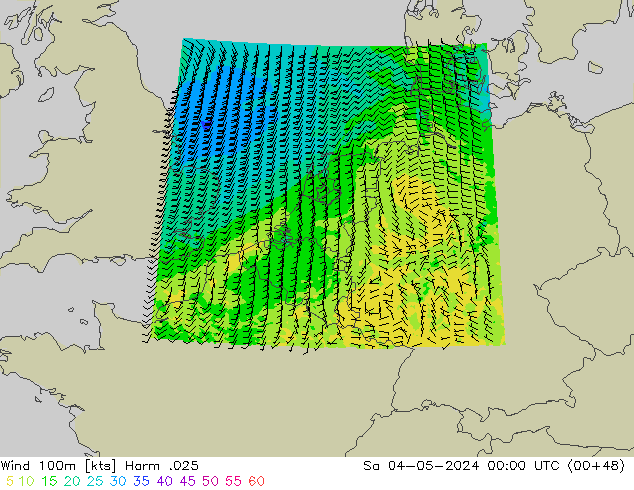 Vento 100m Harm .025 sab 04.05.2024 00 UTC