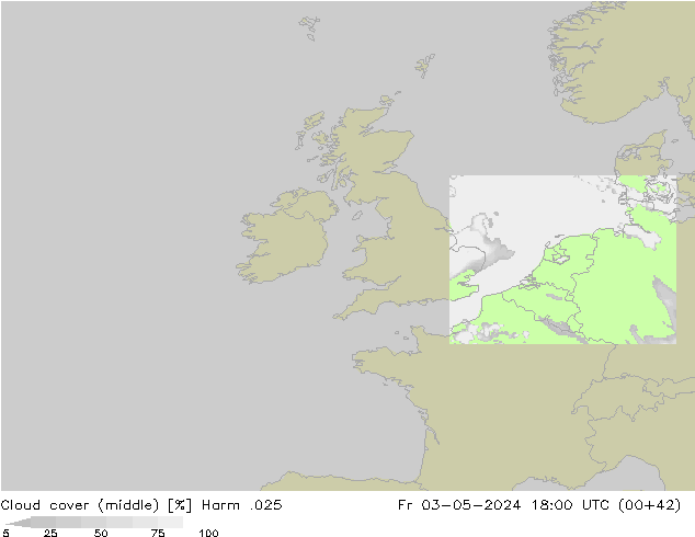 Cloud cover (middle) Harm .025 Fr 03.05.2024 18 UTC
