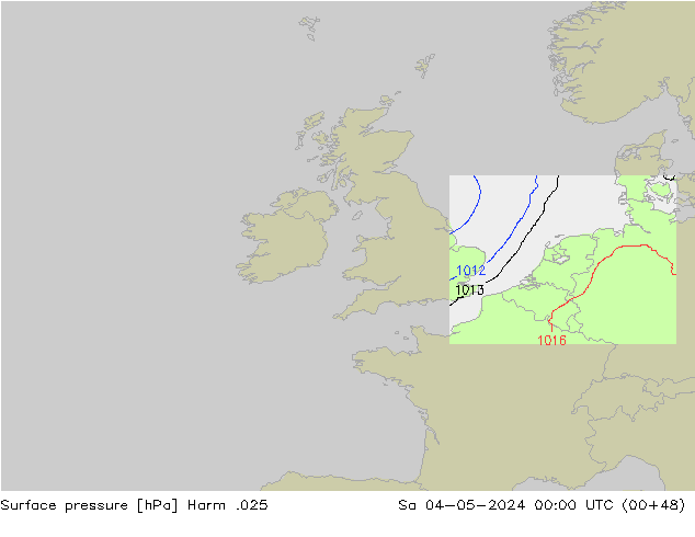 Atmosférický tlak Harm .025 So 04.05.2024 00 UTC