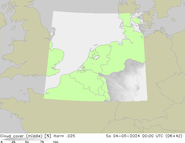 Wolken (mittel) Harm .025 Sa 04.05.2024 00 UTC