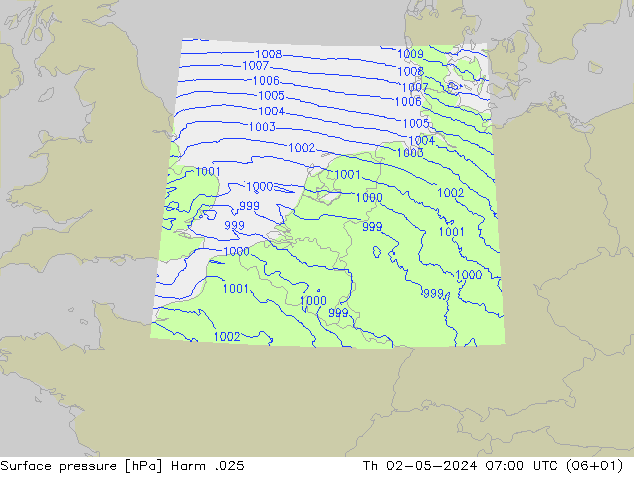 Atmosférický tlak Harm .025 Čt 02.05.2024 07 UTC
