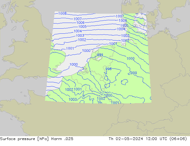 Atmosférický tlak Harm .025 Čt 02.05.2024 12 UTC