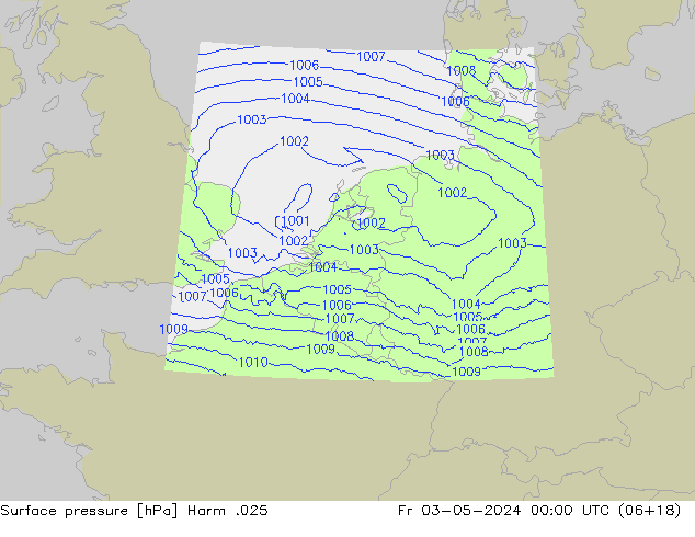 Surface pressure Harm .025 Fr 03.05.2024 00 UTC