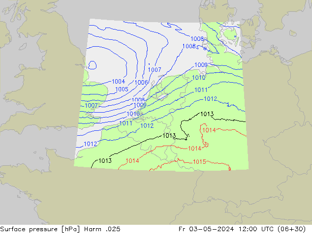 Surface pressure Harm .025 Fr 03.05.2024 12 UTC