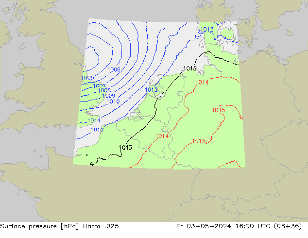Atmosférický tlak Harm .025 Pá 03.05.2024 18 UTC