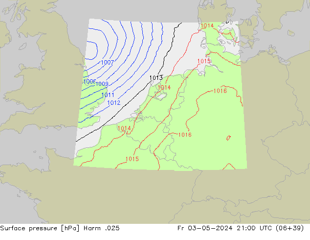 Surface pressure Harm .025 Fr 03.05.2024 21 UTC