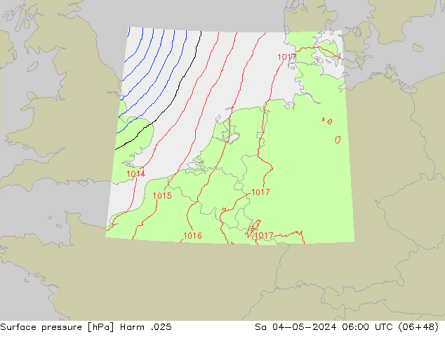 Atmosférický tlak Harm .025 So 04.05.2024 06 UTC