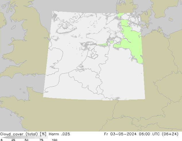 Bewolking (Totaal) Harm .025 vr 03.05.2024 06 UTC