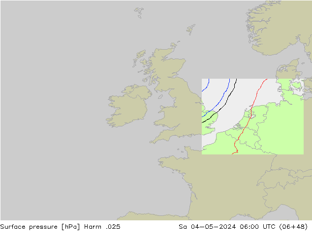 Atmosférický tlak Harm .025 So 04.05.2024 06 UTC