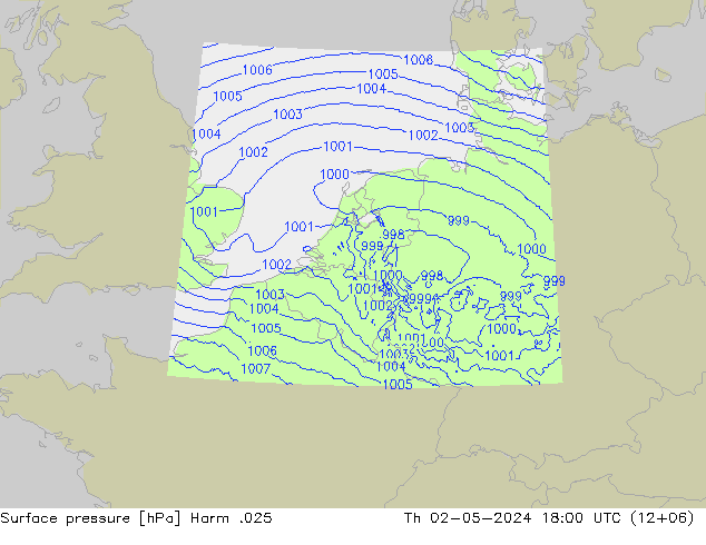 Atmosférický tlak Harm .025 Čt 02.05.2024 18 UTC