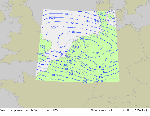 Luchtdruk (Grond) Harm .025 vr 03.05.2024 00 UTC