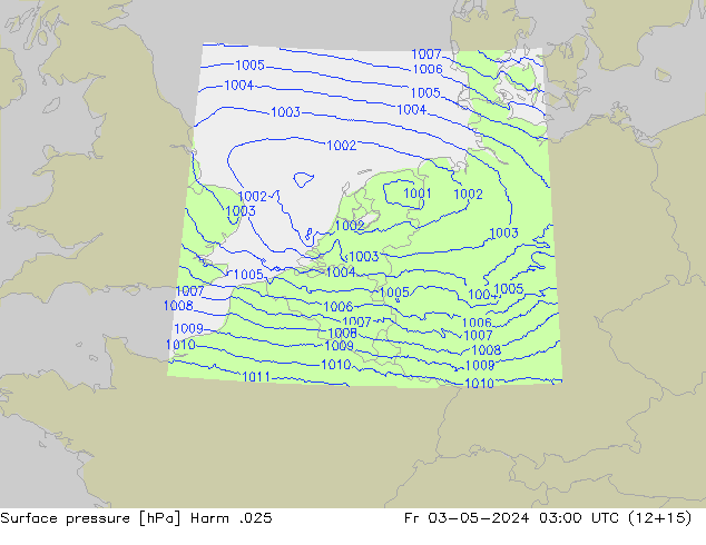 Surface pressure Harm .025 Fr 03.05.2024 03 UTC