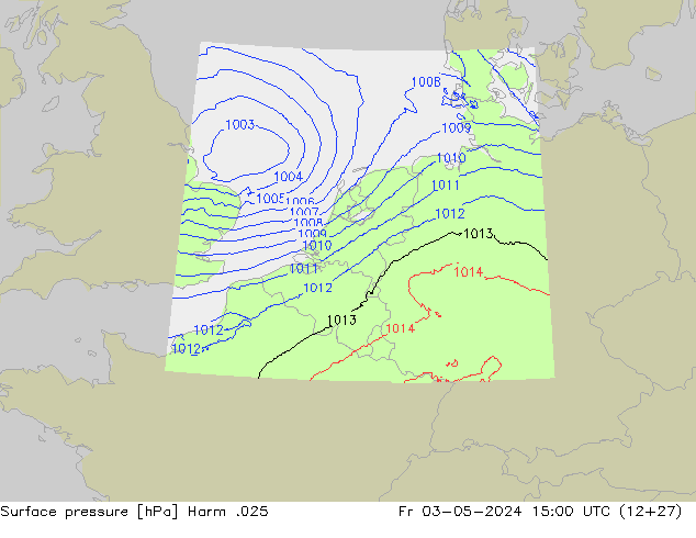 Atmosférický tlak Harm .025 Pá 03.05.2024 15 UTC