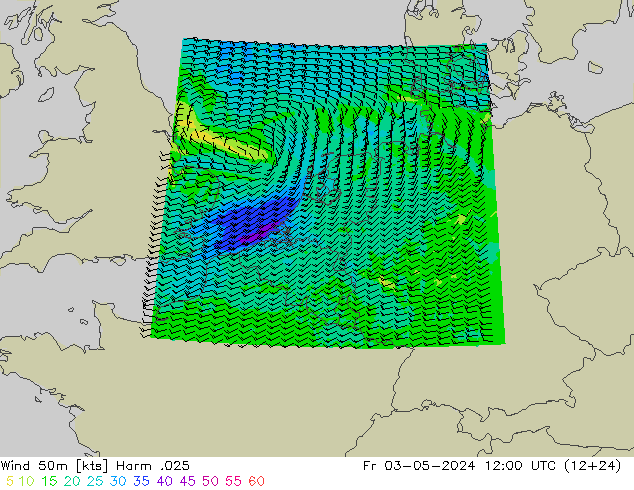 Wind 50m Harm .025 Fr 03.05.2024 12 UTC