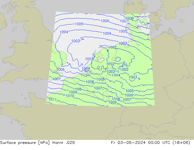 Surface pressure Harm .025 Fr 03.05.2024 00 UTC