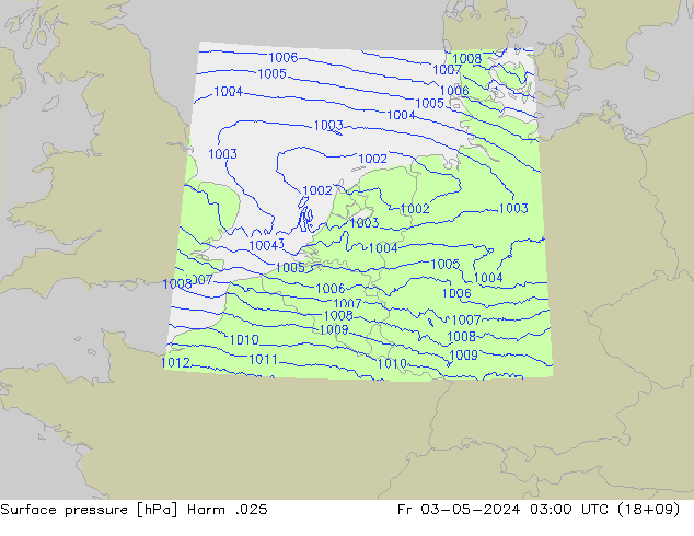 Surface pressure Harm .025 Fr 03.05.2024 03 UTC