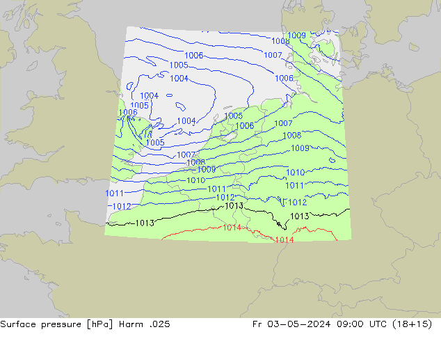 Pressione al suolo Harm .025 ven 03.05.2024 09 UTC