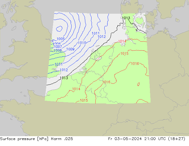 Surface pressure Harm .025 Fr 03.05.2024 21 UTC