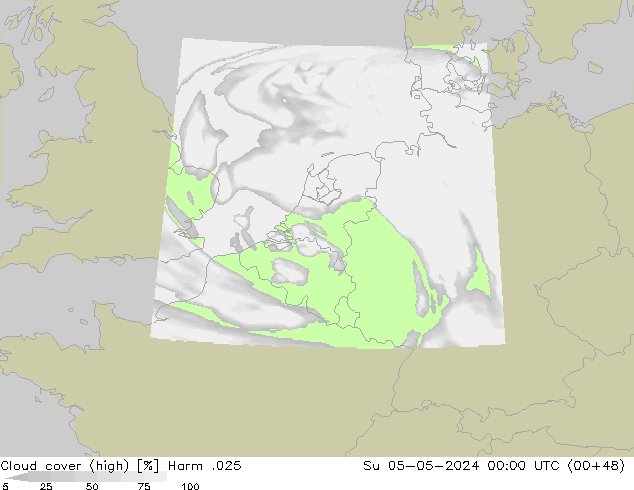 Cloud cover (high) Harm .025 Su 05.05.2024 00 UTC