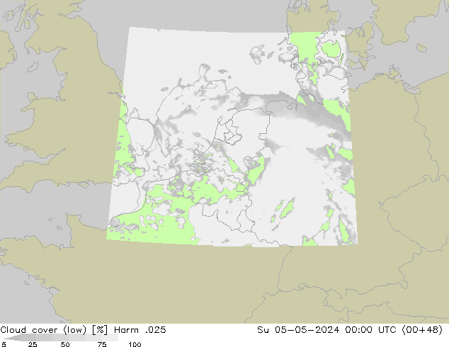 Bewolking (Laag) Harm .025 zo 05.05.2024 00 UTC