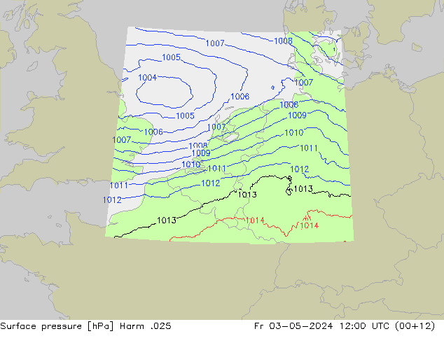 Atmosférický tlak Harm .025 Pá 03.05.2024 12 UTC