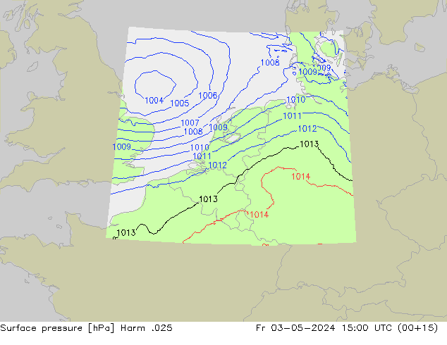 Surface pressure Harm .025 Fr 03.05.2024 15 UTC