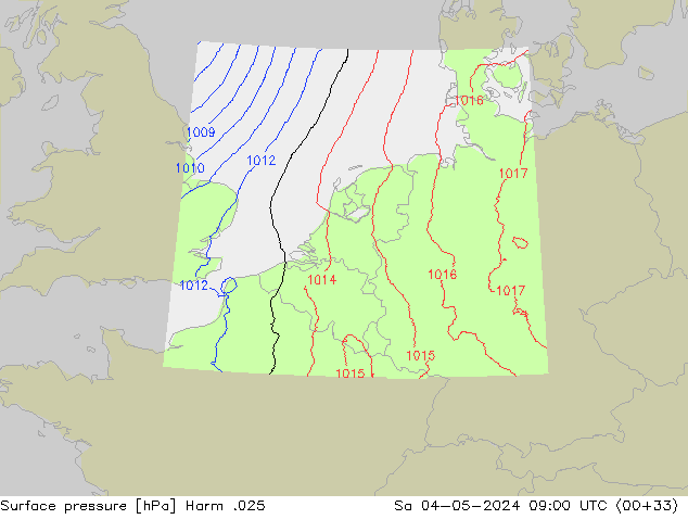 Atmosférický tlak Harm .025 So 04.05.2024 09 UTC