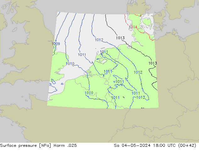 Pressione al suolo Harm .025 sab 04.05.2024 18 UTC