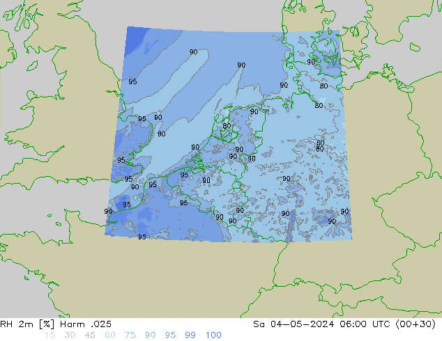 RH 2m Harm .025 Sa 04.05.2024 06 UTC