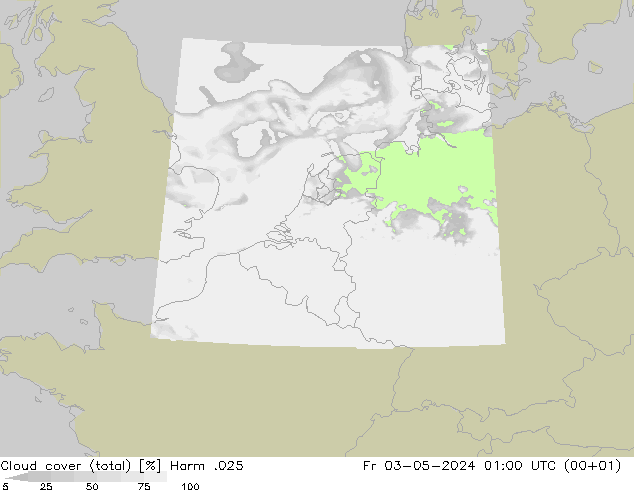 Bewolking (Totaal) Harm .025 vr 03.05.2024 01 UTC