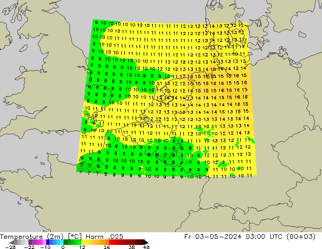 карта температуры Harm .025 пт 03.05.2024 03 UTC