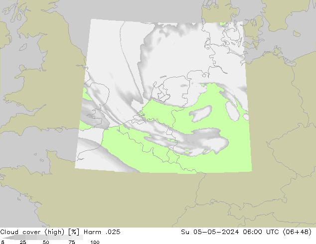 Cloud cover (high) Harm .025 Su 05.05.2024 06 UTC
