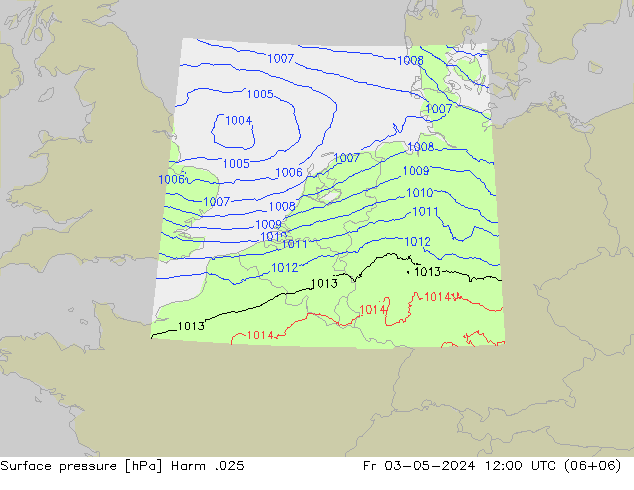 Pressione al suolo Harm .025 ven 03.05.2024 12 UTC