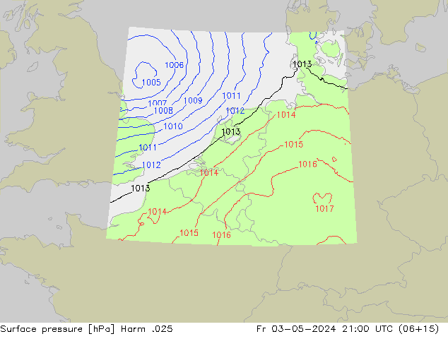 Pressione al suolo Harm .025 ven 03.05.2024 21 UTC