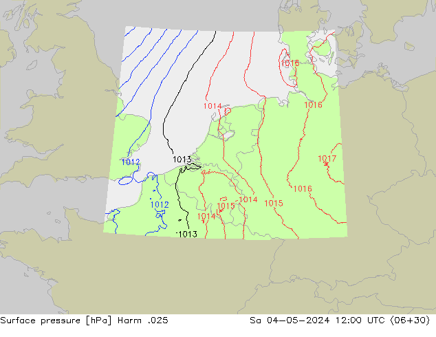 Pressione al suolo Harm .025 sab 04.05.2024 12 UTC