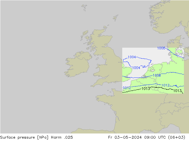 Atmosférický tlak Harm .025 Pá 03.05.2024 09 UTC