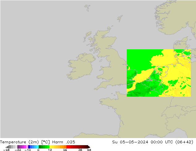 Temperature (2m) Harm .025 Su 05.05.2024 00 UTC