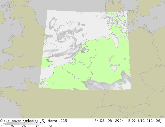 Cloud cover (middle) Harm .025 Fr 03.05.2024 18 UTC