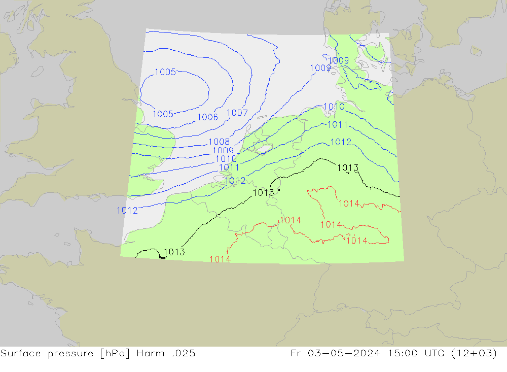 Pressione al suolo Harm .025 ven 03.05.2024 15 UTC