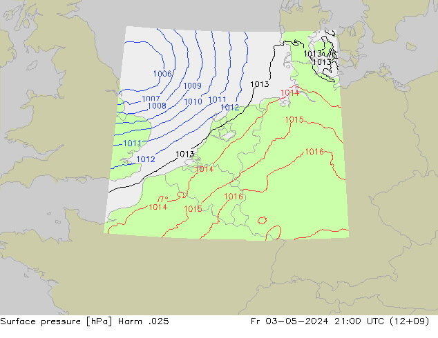 Surface pressure Harm .025 Fr 03.05.2024 21 UTC