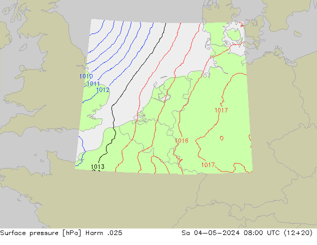 Surface pressure Harm .025 Sa 04.05.2024 08 UTC