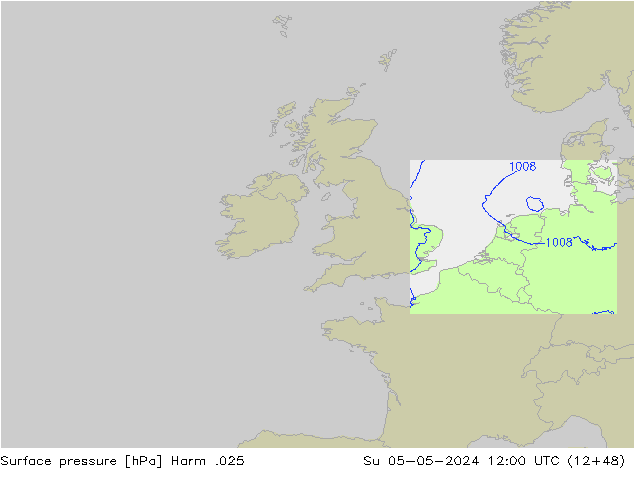 Pressione al suolo Harm .025 dom 05.05.2024 12 UTC