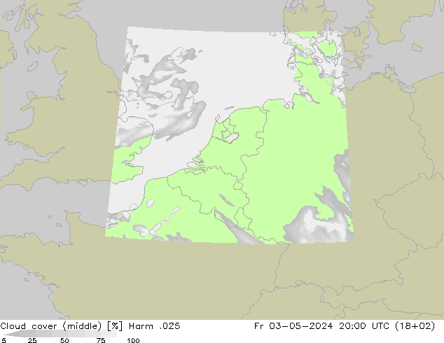 Wolken (mittel) Harm .025 Fr 03.05.2024 20 UTC