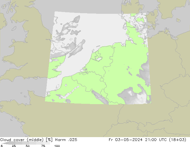 Cloud cover (middle) Harm .025 Fr 03.05.2024 21 UTC