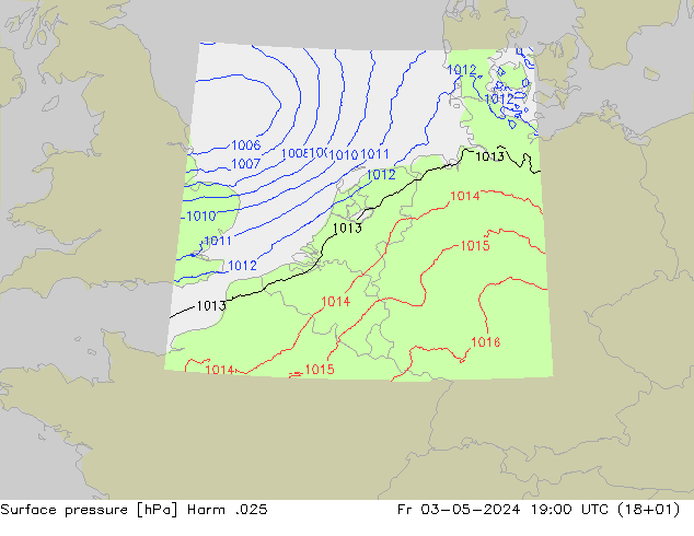 Pressione al suolo Harm .025 ven 03.05.2024 19 UTC