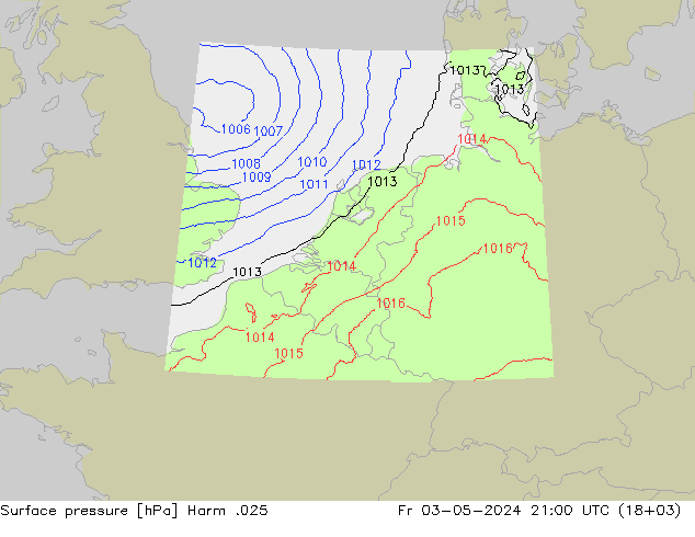 Atmosférický tlak Harm .025 Pá 03.05.2024 21 UTC