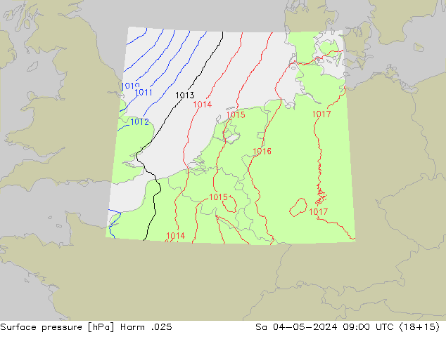 Pressione al suolo Harm .025 sab 04.05.2024 09 UTC