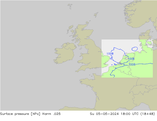 Pressione al suolo Harm .025 dom 05.05.2024 18 UTC