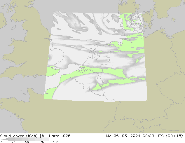 Cloud cover (high) Harm .025 Mo 06.05.2024 00 UTC