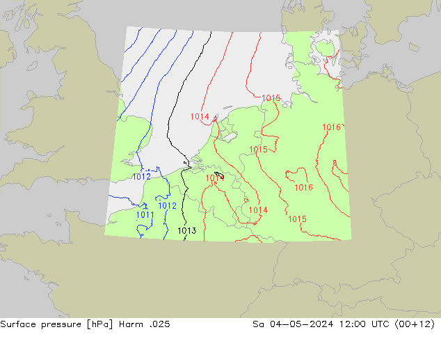 地面气压 Harm .025 星期六 04.05.2024 12 UTC